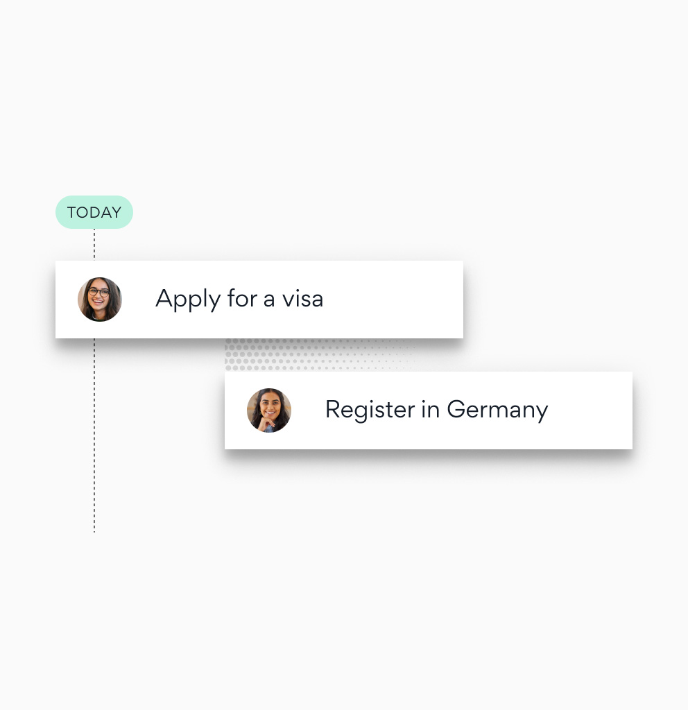 UI elements indicating relocation support for hired candidates.