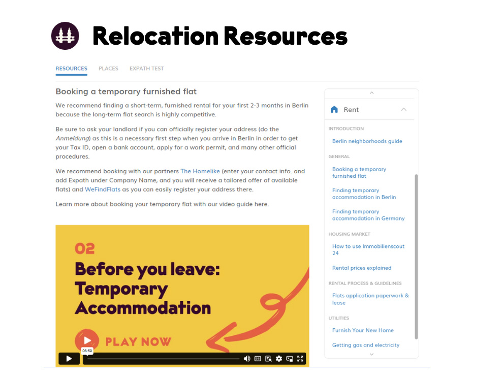 Expath service: relocation resources screenshot
