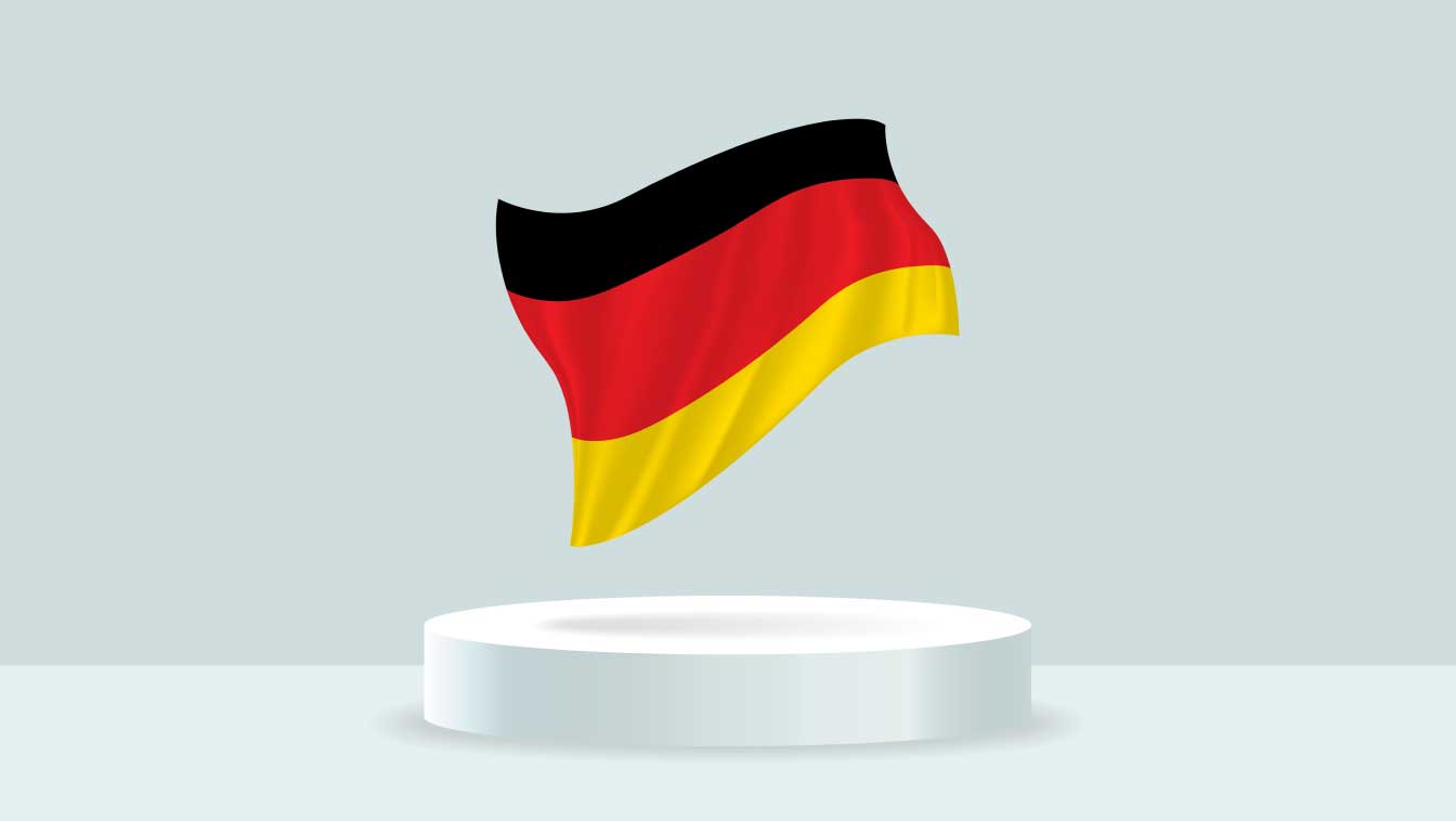 Illustration of a German flag on a pedestal
