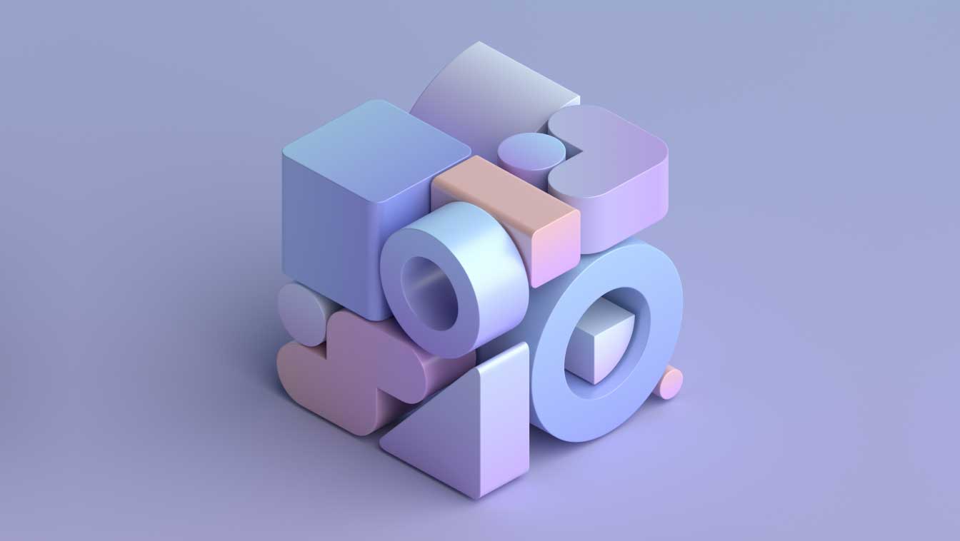 Graphic design showcasing registration through abstract 3D render